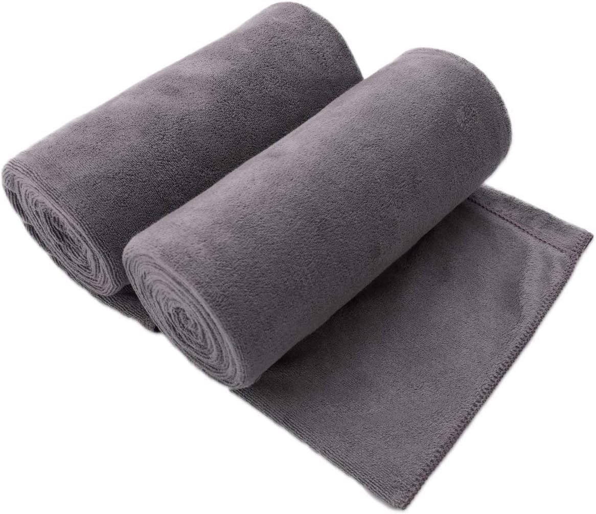 Microfiber Bath Towel (30" x 60"), Oversized Thick Towels, Soft, Super Absorbent and Fast Drying, No Fading Multipurpose Use for Sports, Travel, Fitness, Yoga, 30 in 60 in, Grey Count | Microfiber, Hanging Loop, Oversized, Soft & Absorbent, Fast