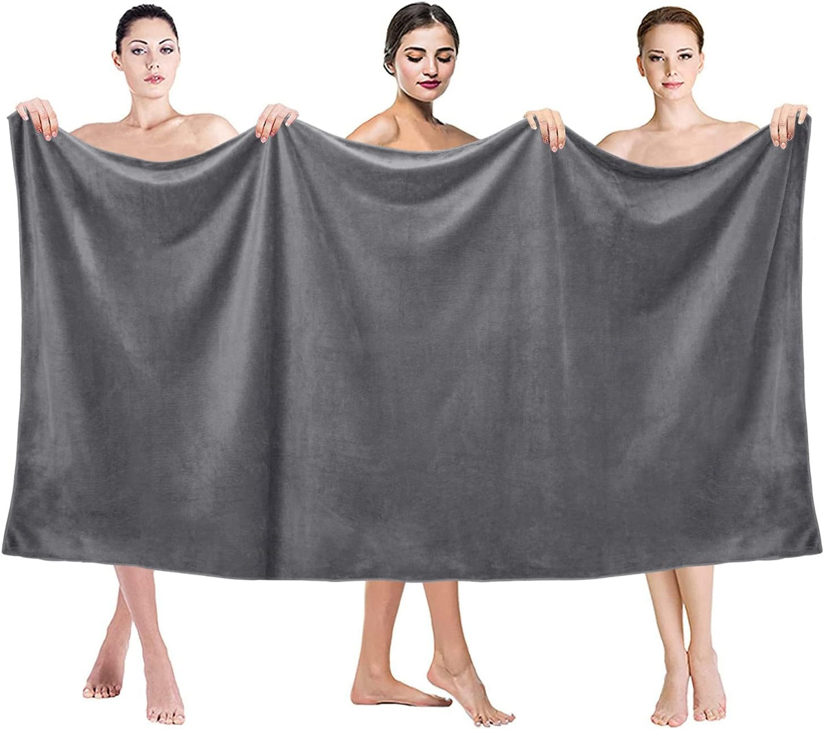 Microfiber Bath Towel (30" x 60"), Oversized Thick Towels, Soft, Super Absorbent and Fast Drying, No Fading Multipurpose Use for Sports, Travel, Fitness, Yoga, 30 in 60 in, Grey Count | Microfiber, Hanging Loop, Oversized, Soft & Absorbent, Fast