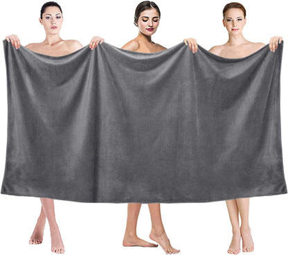 Microfiber Bath Towel (30" x 60"), Oversized Thick Towels, Soft, Super Absorbent and Fast Drying, No Fading Multipurpose Use for Sports, Travel, Fitness, Yoga, 30 in 60 in, Grey Count | Microfiber, Hanging Loop, Oversized, Soft & Absorbent, Fast