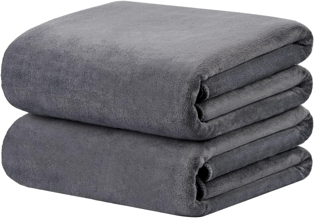 Microfiber Bath Towel (30" x 60"), Oversized Thick Towels, Soft, Super Absorbent and Fast Drying, No Fading Multipurpose Use for Sports, Travel, Fitness, Yoga, 30 in 60 in, Grey Count | Microfiber, Hanging Loop, Oversized, Soft & Absorbent, Fast