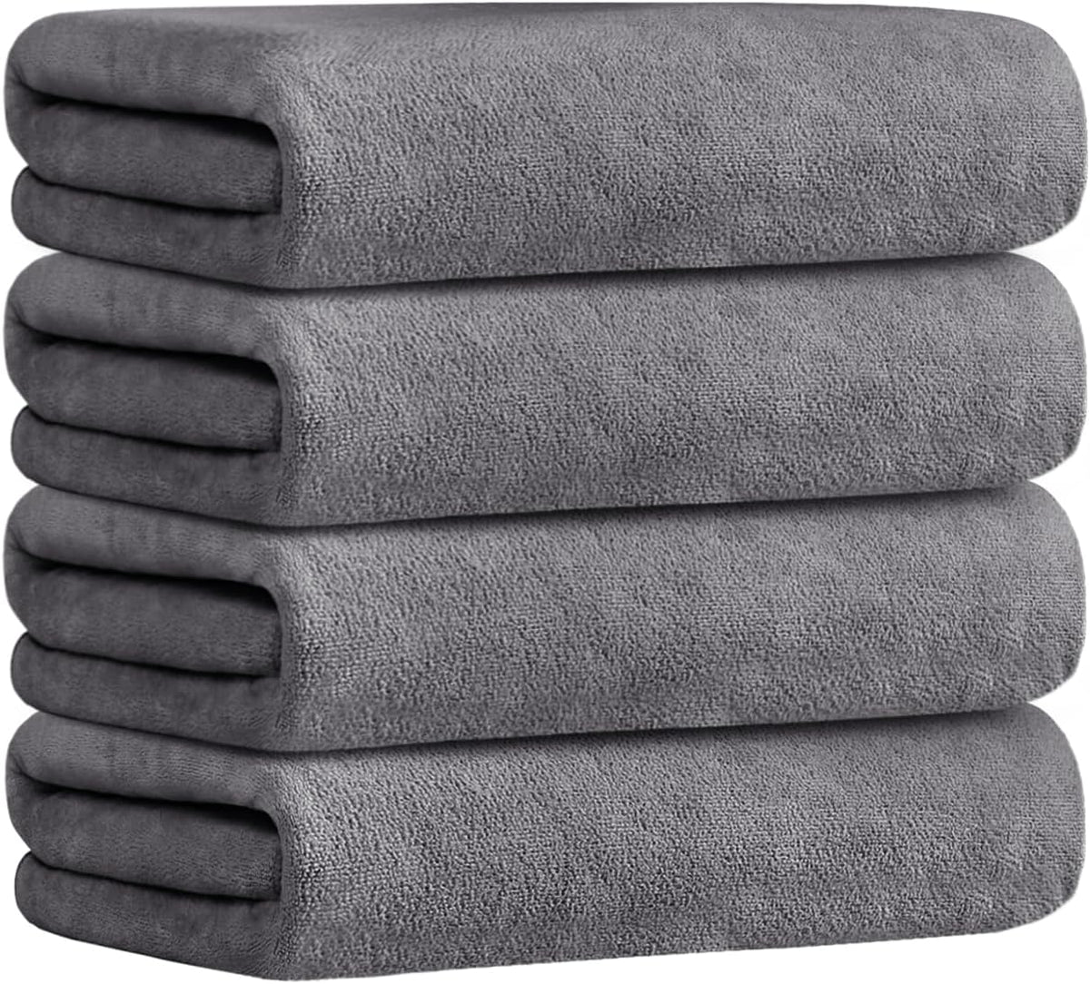 Microfiber Bath Towel (30" x 60"), Oversized Thick Towels, Soft, Super Absorbent and Fast Drying, No Fading Multipurpose Use for Sports, Travel, Fitness, Yoga, 30 in 60 in, Grey Count | Microfiber, Hanging Loop, Oversized, Soft & Absorbent, Fast
