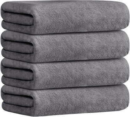Microfiber Bath Towel (30" x 60"), Oversized Thick Towels, Soft, Super Absorbent and Fast Drying, No Fading Multipurpose Use for Sports, Travel, Fitness, Yoga, 30 in 60 in, Grey Count | Microfiber, Hanging Loop, Oversized, Soft & Absorbent, Fast
