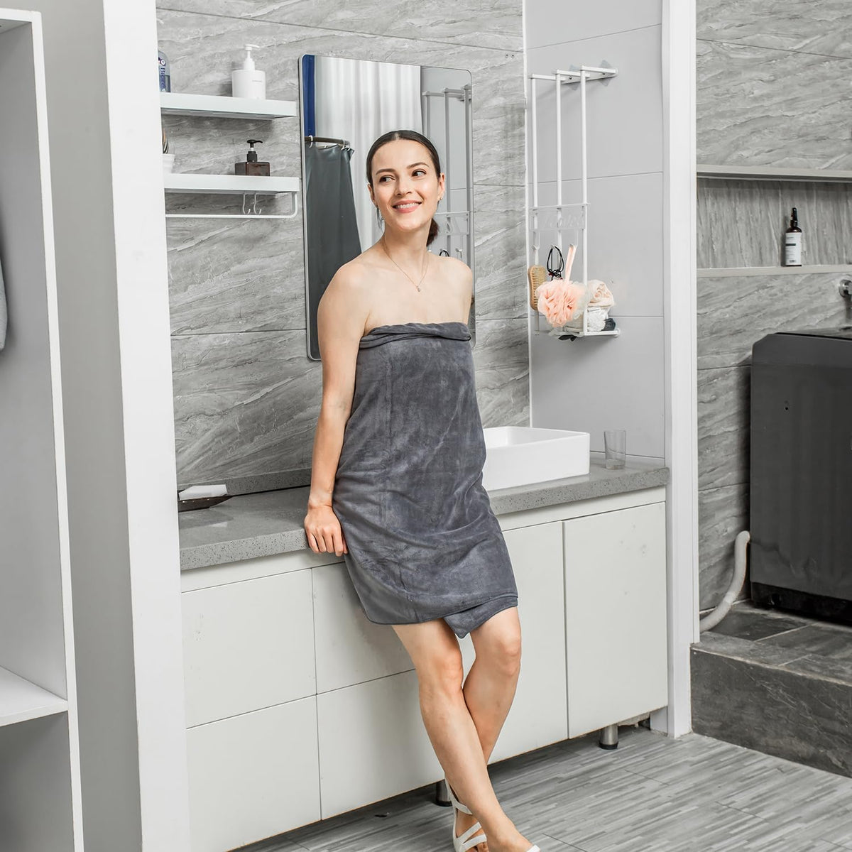 Microfiber Bath Towel (30" x 60"), Oversized Thick Towels, Soft, Super Absorbent and Fast Drying, No Fading Multipurpose Use for Sports, Travel, Fitness, Yoga, 30 in 60 in, Grey Count | Microfiber, Hanging Loop, Oversized, Soft & Absorbent, Fast