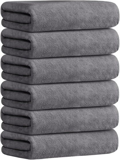 Microfiber Bath Towel (30" x 60"), Oversized Thick Towels, Soft, Super Absorbent and Fast Drying, No Fading Multipurpose Use for Sports, Travel, Fitness, Yoga, 30 in 60 in, Grey Count | Microfiber, Hanging Loop, Oversized, Soft & Absorbent, Fast