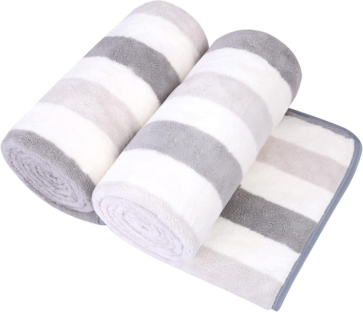 Microfiber Bath Towel (30" x 60"), Oversized Thick Towels, Soft, Super Absorbent and Fast Drying, No Fading Multipurpose Use for Sports, Travel, Fitness, Yoga, 30 in 60 in, Grey Count | Microfiber, Hanging Loop, Oversized, Soft & Absorbent, Fast