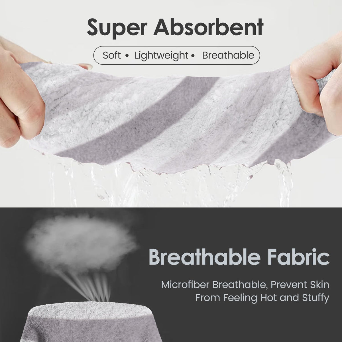 Microfiber Bath Towel (30" x 60"), Oversized Thick Towels, Soft, Super Absorbent and Fast Drying, No Fading Multipurpose Use for Sports, Travel, Fitness, Yoga, 30 in 60 in, Grey Count | Microfiber, Hanging Loop, Oversized, Soft & Absorbent, Fast