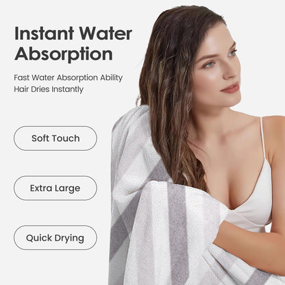 Microfiber Bath Towel (30" x 60"), Oversized Thick Towels, Soft, Super Absorbent and Fast Drying, No Fading Multipurpose Use for Sports, Travel, Fitness, Yoga, 30 in 60 in, Grey Count | Microfiber, Hanging Loop, Oversized, Soft & Absorbent, Fast