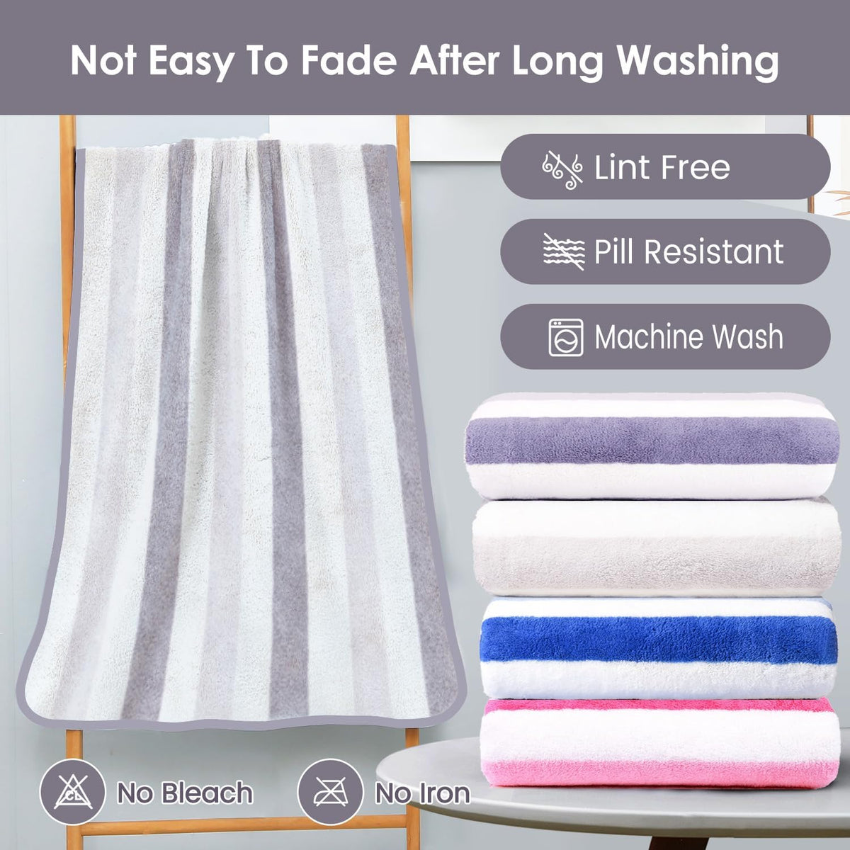 Microfiber Bath Towel (30" x 60"), Oversized Thick Towels, Soft, Super Absorbent and Fast Drying, No Fading Multipurpose Use for Sports, Travel, Fitness, Yoga, 30 in 60 in, Grey Count | Microfiber, Hanging Loop, Oversized, Soft & Absorbent, Fast
