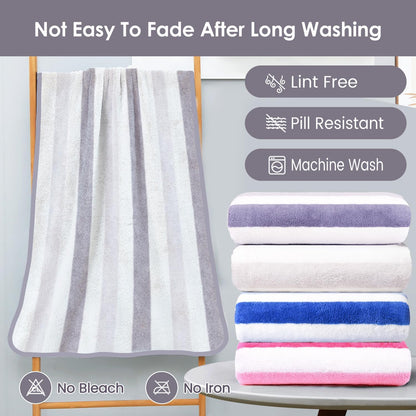 Microfiber Bath Towel (30" x 60"), Oversized Thick Towels, Soft, Super Absorbent and Fast Drying, No Fading Multipurpose Use for Sports, Travel, Fitness, Yoga, 30 in 60 in, Grey Count | Microfiber, Hanging Loop, Oversized, Soft & Absorbent, Fast
