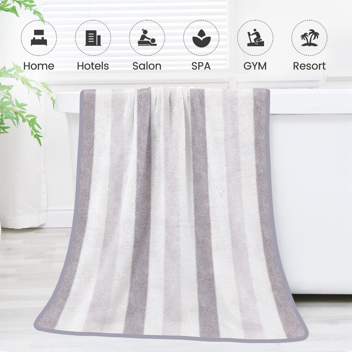 Microfiber Bath Towel (30" x 60"), Oversized Thick Towels, Soft, Super Absorbent and Fast Drying, No Fading Multipurpose Use for Sports, Travel, Fitness, Yoga, 30 in 60 in, Grey Count | Microfiber, Hanging Loop, Oversized, Soft & Absorbent, Fast