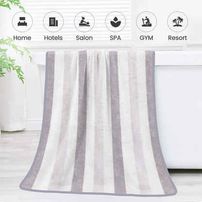 Microfiber Bath Towel (30" x 60"), Oversized Thick Towels, Soft, Super Absorbent and Fast Drying, No Fading Multipurpose Use for Sports, Travel, Fitness, Yoga, 30 in 60 in, Grey Count | Microfiber, Hanging Loop, Oversized, Soft & Absorbent, Fast