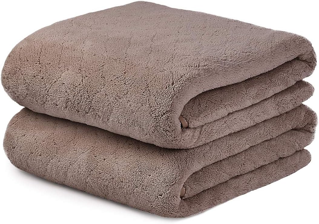 Microfiber Bath Towel (30" x 60"), Oversized Thick Towels, Soft, Super Absorbent and Fast Drying, No Fading Multipurpose Use for Sports, Travel, Fitness, Yoga, 30 in 60 in, Grey Count | Microfiber, Hanging Loop, Oversized, Soft & Absorbent, Fast