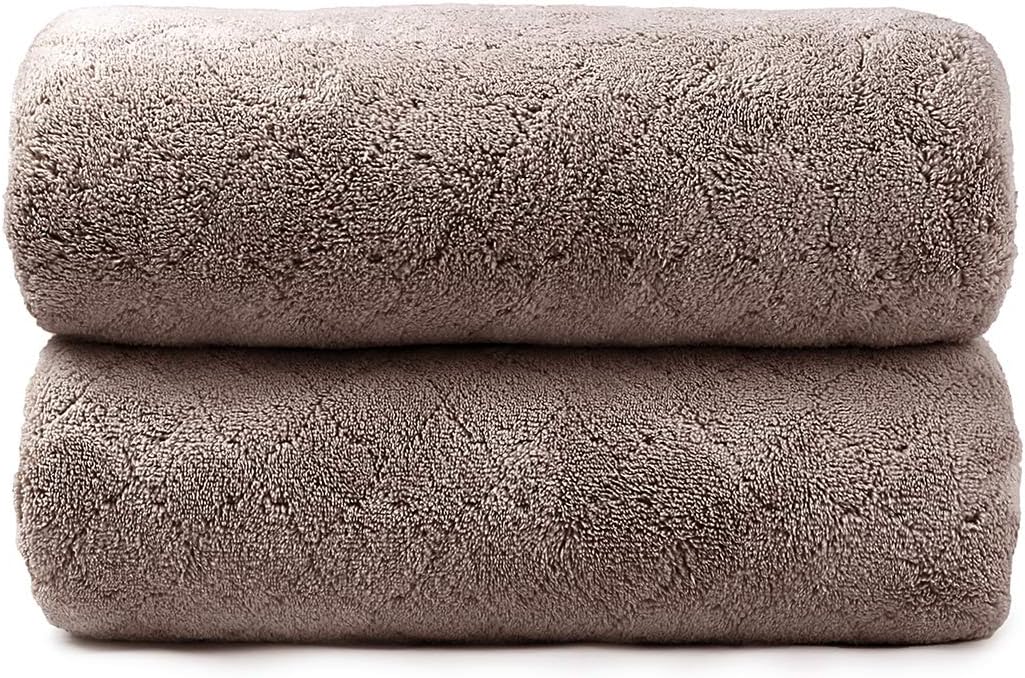 Microfiber Bath Towel (30" x 60"), Oversized Thick Towels, Soft, Super Absorbent and Fast Drying, No Fading Multipurpose Use for Sports, Travel, Fitness, Yoga, 30 in 60 in, Grey Count | Microfiber, Hanging Loop, Oversized, Soft & Absorbent, Fast
