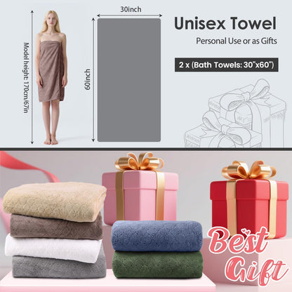 Microfiber Bath Towel (30" x 60"), Oversized Thick Towels, Soft, Super Absorbent and Fast Drying, No Fading Multipurpose Use for Sports, Travel, Fitness, Yoga, 30 in 60 in, Grey Count | Microfiber, Hanging Loop, Oversized, Soft & Absorbent, Fast
