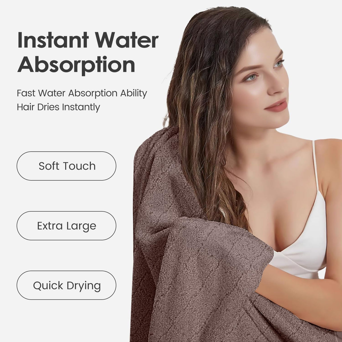 Microfiber Bath Towel (30" x 60"), Oversized Thick Towels, Soft, Super Absorbent and Fast Drying, No Fading Multipurpose Use for Sports, Travel, Fitness, Yoga, 30 in 60 in, Grey Count | Microfiber, Hanging Loop, Oversized, Soft & Absorbent, Fast