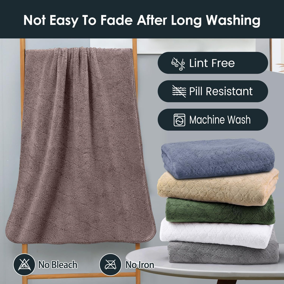 Microfiber Bath Towel (30" x 60"), Oversized Thick Towels, Soft, Super Absorbent and Fast Drying, No Fading Multipurpose Use for Sports, Travel, Fitness, Yoga, 30 in 60 in, Grey Count | Microfiber, Hanging Loop, Oversized, Soft & Absorbent, Fast
