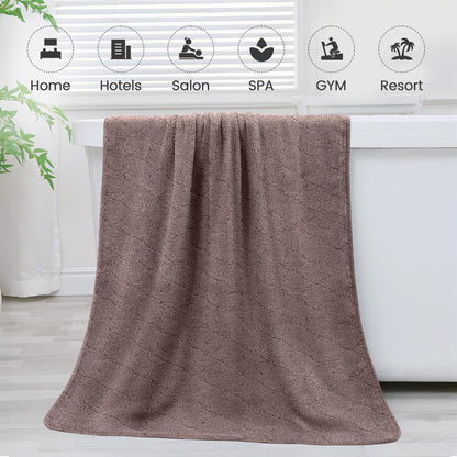 Microfiber Bath Towel (30" x 60"), Oversized Thick Towels, Soft, Super Absorbent and Fast Drying, No Fading Multipurpose Use for Sports, Travel, Fitness, Yoga, 30 in 60 in, Grey Count | Microfiber, Hanging Loop, Oversized, Soft & Absorbent, Fast