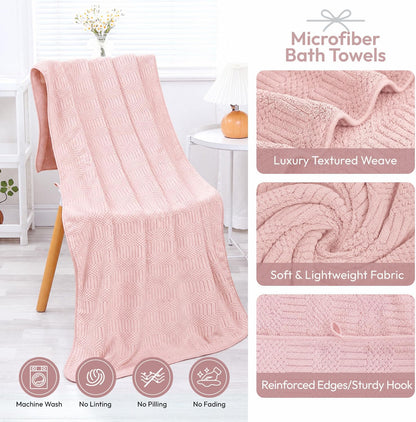 Microfiber Bath Towel (30" x 60"), Oversized Thick Towels, Soft, Super Absorbent and Fast Drying, No Fading Multipurpose Use for Sports, Travel, Fitness, Yoga, 30 in 60 in, Grey Count | Microfiber, Hanging Loop, Oversized, Soft & Absorbent, Fast