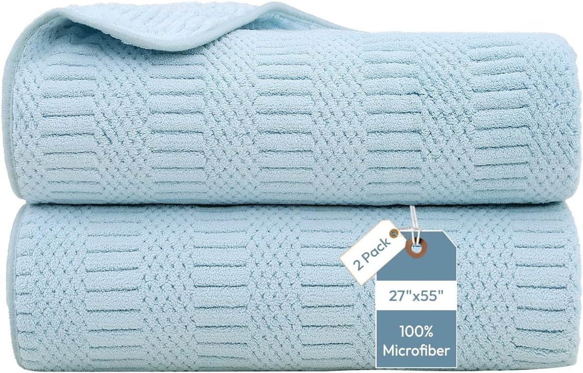 Microfiber Bath Towel (30" x 60"), Oversized Thick Towels, Soft, Super Absorbent and Fast Drying, No Fading Multipurpose Use for Sports, Travel, Fitness, Yoga, 30 in 60 in, Grey Count | Microfiber, Hanging Loop, Oversized, Soft & Absorbent, Fast