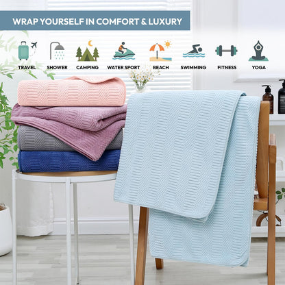 Microfiber Bath Towel (30" x 60"), Oversized Thick Towels, Soft, Super Absorbent and Fast Drying, No Fading Multipurpose Use for Sports, Travel, Fitness, Yoga, 30 in 60 in, Grey Count | Microfiber, Hanging Loop, Oversized, Soft & Absorbent, Fast