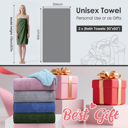 Microfiber Bath Towel (30" x 60"), Oversized Thick Towels, Soft, Super Absorbent and Fast Drying, No Fading Multipurpose Use for Sports, Travel, Fitness, Yoga, 30 in 60 in, Grey Count | Microfiber, Hanging Loop, Oversized, Soft & Absorbent, Fast