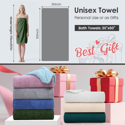 Microfiber Bath Towel (30" x 60"), Oversized Thick Towels, Soft, Super Absorbent and Fast Drying, No Fading Multipurpose Use for Sports, Travel, Fitness, Yoga, 30 in 60 in, Grey Count | Microfiber, Hanging Loop, Oversized, Soft & Absorbent, Fast