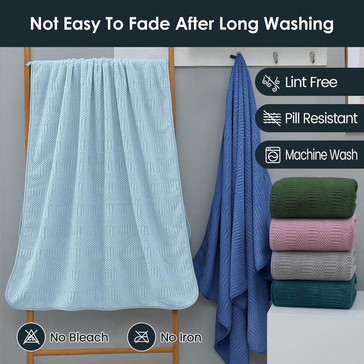 Microfiber Bath Towel (30" x 60"), Oversized Thick Towels, Soft, Super Absorbent and Fast Drying, No Fading Multipurpose Use for Sports, Travel, Fitness, Yoga, 30 in 60 in, Grey Count | Microfiber, Hanging Loop, Oversized, Soft & Absorbent, Fast