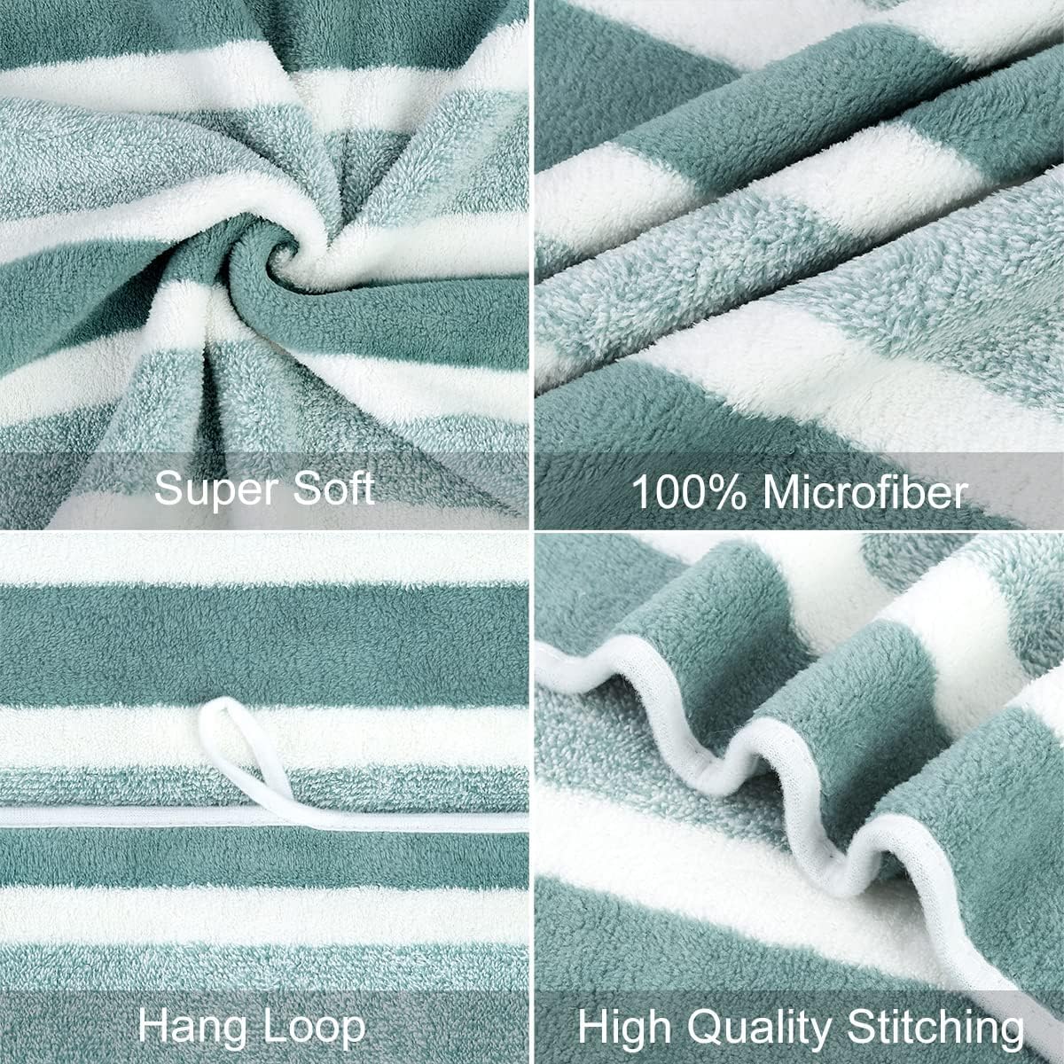 Microfiber Bath Towel (30" x 60"), Oversized Thick Towels, Soft, Super Absorbent and Fast Drying, No Fading Multipurpose Use for Sports, Travel, Fitness, Yoga, 30 in 60 in, Grey Count | Microfiber, Hanging Loop, Oversized, Soft & Absorbent, Fast