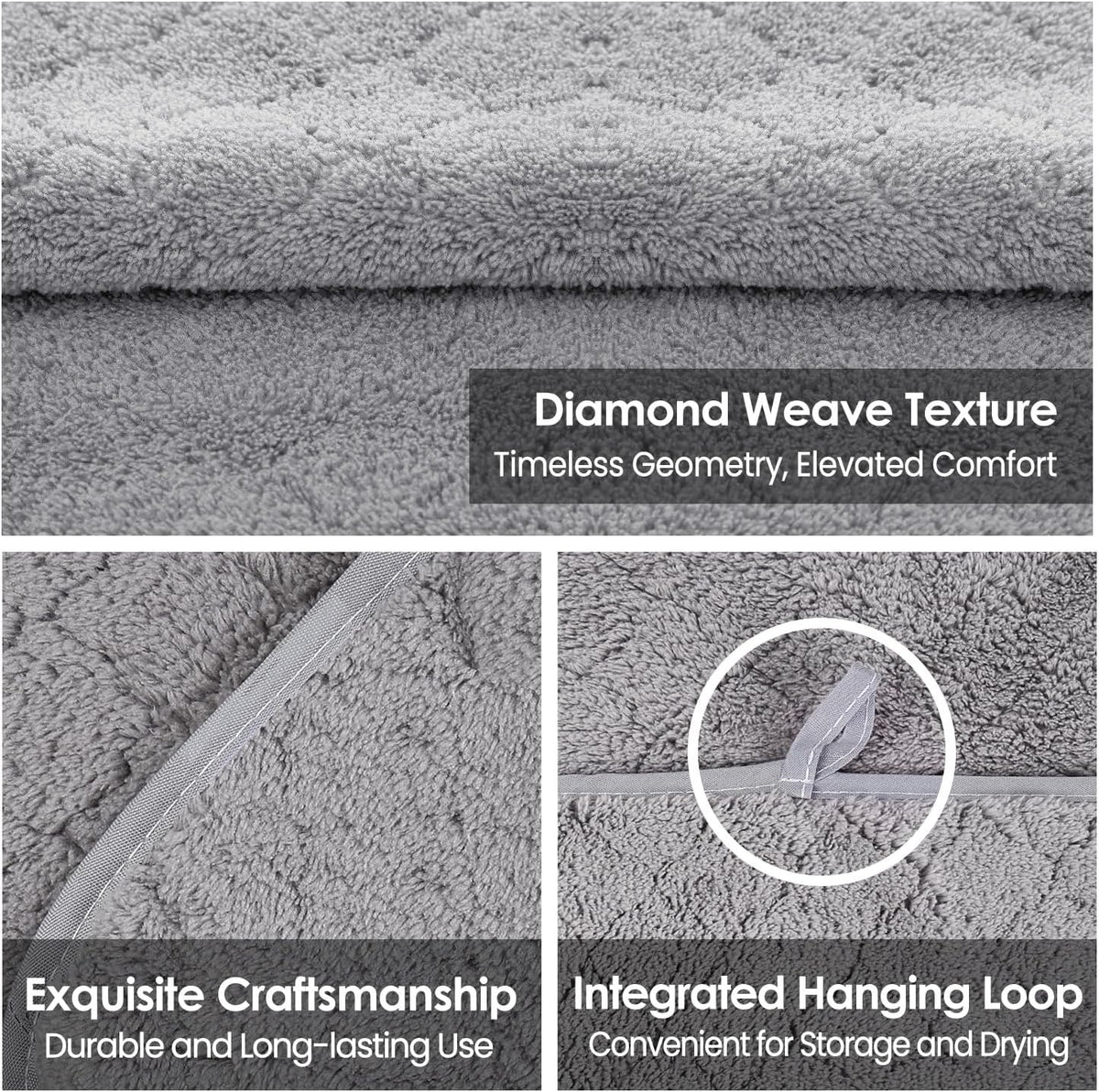 Microfiber Bath Towel (30" x 60"), Oversized Thick Towels, Soft, Super Absorbent and Fast Drying, No Fading Multipurpose Use for Sports, Travel, Fitness, Yoga, 30 in 60 in, Grey Count | Microfiber, Hanging Loop, Oversized, Soft & Absorbent, Fast