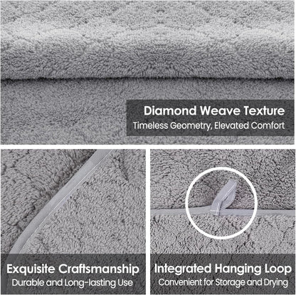 Microfiber Bath Towel (30" x 60"), Oversized Thick Towels, Soft, Super Absorbent and Fast Drying, No Fading Multipurpose Use for Sports, Travel, Fitness, Yoga, 30 in 60 in, Grey Count | Microfiber, Hanging Loop, Oversized, Soft & Absorbent, Fast