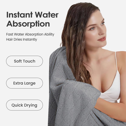 Microfiber Bath Towel (30" x 60"), Oversized Thick Towels, Soft, Super Absorbent and Fast Drying, No Fading Multipurpose Use for Sports, Travel, Fitness, Yoga, 30 in 60 in, Grey Count | Microfiber, Hanging Loop, Oversized, Soft & Absorbent, Fast