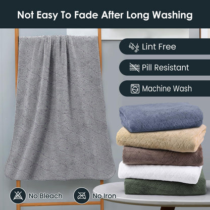 Microfiber Bath Towel (30" x 60"), Oversized Thick Towels, Soft, Super Absorbent and Fast Drying, No Fading Multipurpose Use for Sports, Travel, Fitness, Yoga, 30 in 60 in, Grey Count | Microfiber, Hanging Loop, Oversized, Soft & Absorbent, Fast