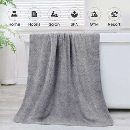 Microfiber Bath Towel (30" x 60"), Oversized Thick Towels, Soft, Super Absorbent and Fast Drying, No Fading Multipurpose Use for Sports, Travel, Fitness, Yoga, 30 in 60 in, Grey Count | Microfiber, Hanging Loop, Oversized, Soft & Absorbent, Fast