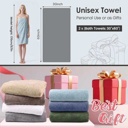 Microfiber Bath Towel (30" x 60"), Oversized Thick Towels, Soft, Super Absorbent and Fast Drying, No Fading Multipurpose Use for Sports, Travel, Fitness, Yoga, 30 in 60 in, Grey Count | Microfiber, Hanging Loop, Oversized, Soft & Absorbent, Fast
