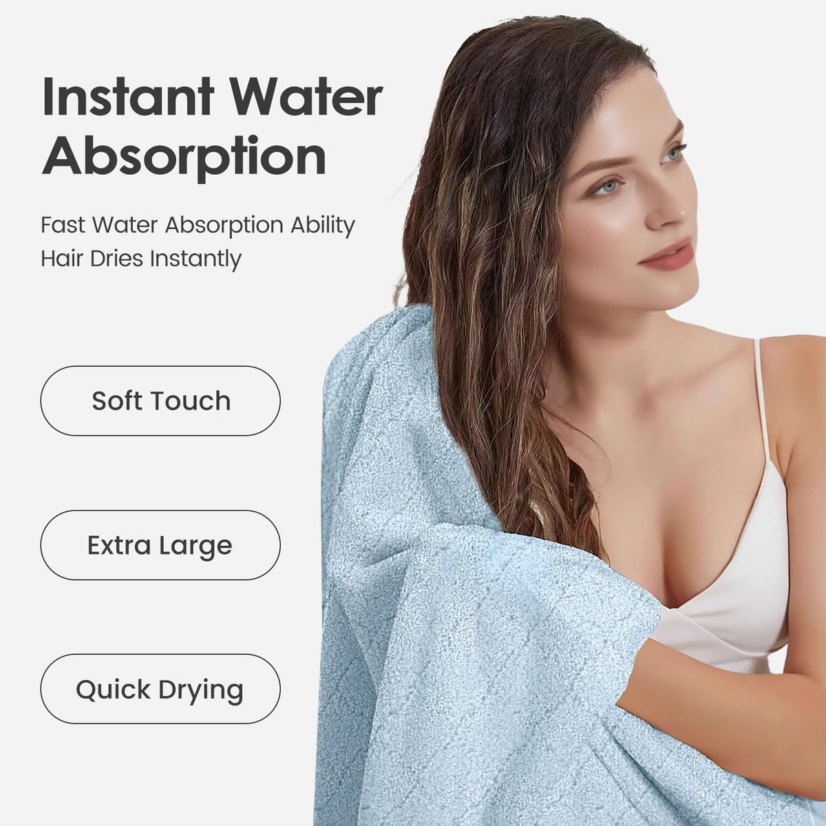 Microfiber Bath Towel (30" x 60"), Oversized Thick Towels, Soft, Super Absorbent and Fast Drying, No Fading Multipurpose Use for Sports, Travel, Fitness, Yoga, 30 in 60 in, Grey Count | Microfiber, Hanging Loop, Oversized, Soft & Absorbent, Fast