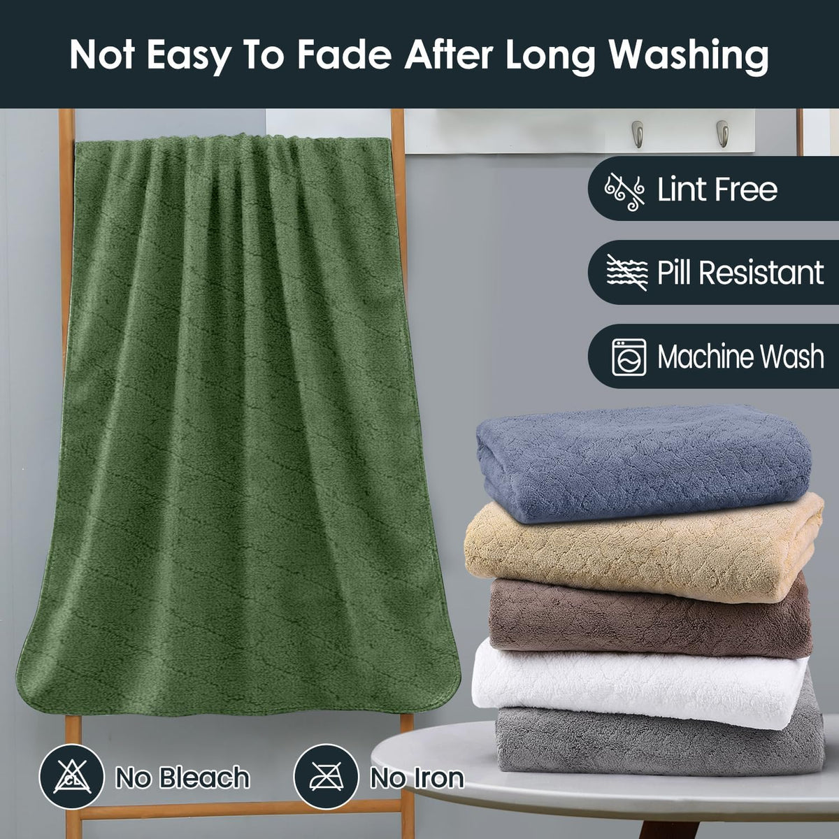 Microfiber Bath Towel (30" x 60"), Oversized Thick Towels, Soft, Super Absorbent and Fast Drying, No Fading Multipurpose Use for Sports, Travel, Fitness, Yoga, 30 in 60 in, Grey Count | Microfiber, Hanging Loop, Oversized, Soft & Absorbent, Fast