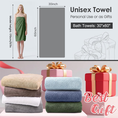 Microfiber Bath Towel (30" x 60"), Oversized Thick Towels, Soft, Super Absorbent and Fast Drying, No Fading Multipurpose Use for Sports, Travel, Fitness, Yoga, 30 in 60 in, Grey Count | Microfiber, Hanging Loop, Oversized, Soft & Absorbent, Fast