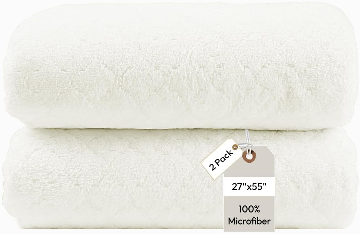 Microfiber Bath Towel (30" x 60"), Oversized Thick Towels, Soft, Super Absorbent and Fast Drying, No Fading Multipurpose Use for Sports, Travel, Fitness, Yoga, 30 in 60 in, Grey Count | Microfiber, Hanging Loop, Oversized, Soft & Absorbent, Fast