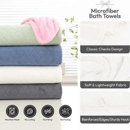 Microfiber Bath Towel (30" x 60"), Oversized Thick Towels, Soft, Super Absorbent and Fast Drying, No Fading Multipurpose Use for Sports, Travel, Fitness, Yoga, 30 in 60 in, Grey Count | Microfiber, Hanging Loop, Oversized, Soft & Absorbent, Fast