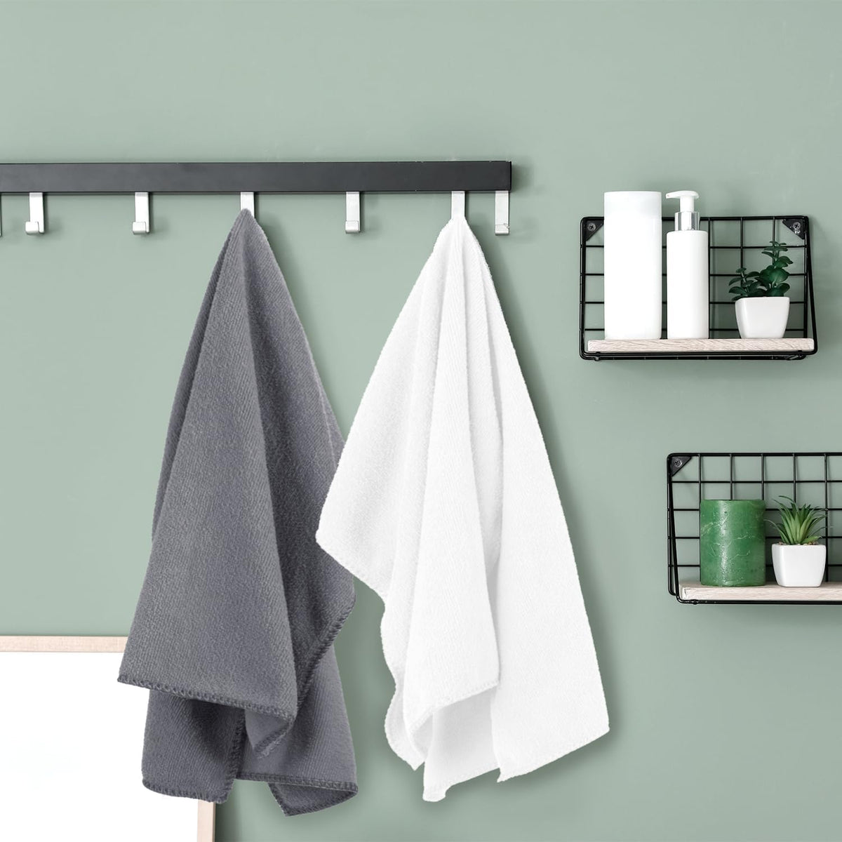 Microfiber Bath Towel (30" x 60"), Oversized Thick Towels, Soft, Super Absorbent and Fast Drying, No Fading Multipurpose Use for Sports, Travel, Fitness, Yoga, 30 in 60 in, Grey Count | Microfiber, Hanging Loop, Oversized, Soft & Absorbent, Fast