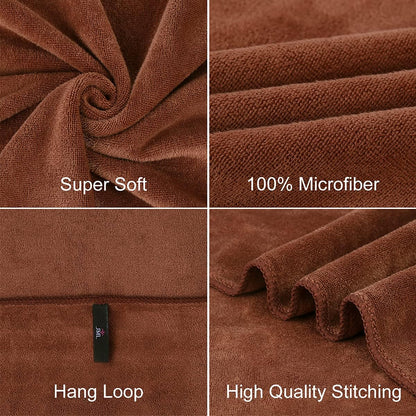 Microfiber Bath Towel (30" x 60"), Oversized Thick Towels, Soft, Super Absorbent and Fast Drying, No Fading Multipurpose Use for Sports, Travel, Fitness, Yoga, 30 in 60 in, Grey Count | Microfiber, Hanging Loop, Oversized, Soft & Absorbent, Fast