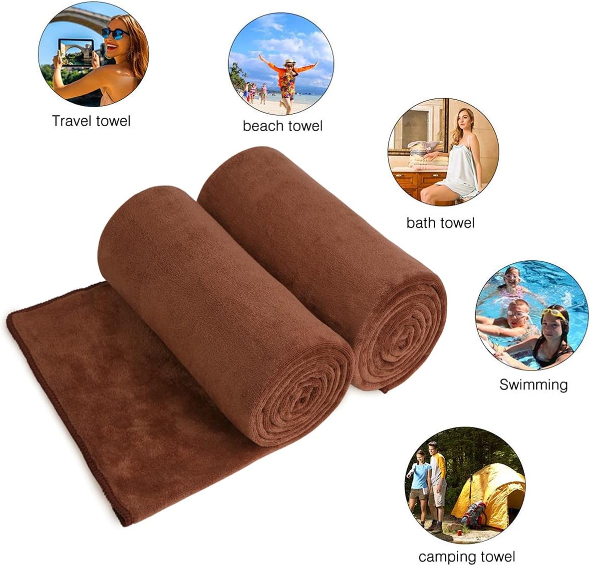 Microfiber Bath Towel (30" x 60"), Oversized Thick Towels, Soft, Super Absorbent and Fast Drying, No Fading Multipurpose Use for Sports, Travel, Fitness, Yoga, 30 in 60 in, Grey Count | Microfiber, Hanging Loop, Oversized, Soft & Absorbent, Fast