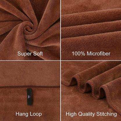 Microfiber Bath Towel (30" x 60"), Oversized Thick Towels, Soft, Super Absorbent and Fast Drying, No Fading Multipurpose Use for Sports, Travel, Fitness, Yoga, 30 in 60 in, Grey Count | Microfiber, Hanging Loop, Oversized, Soft & Absorbent, Fast