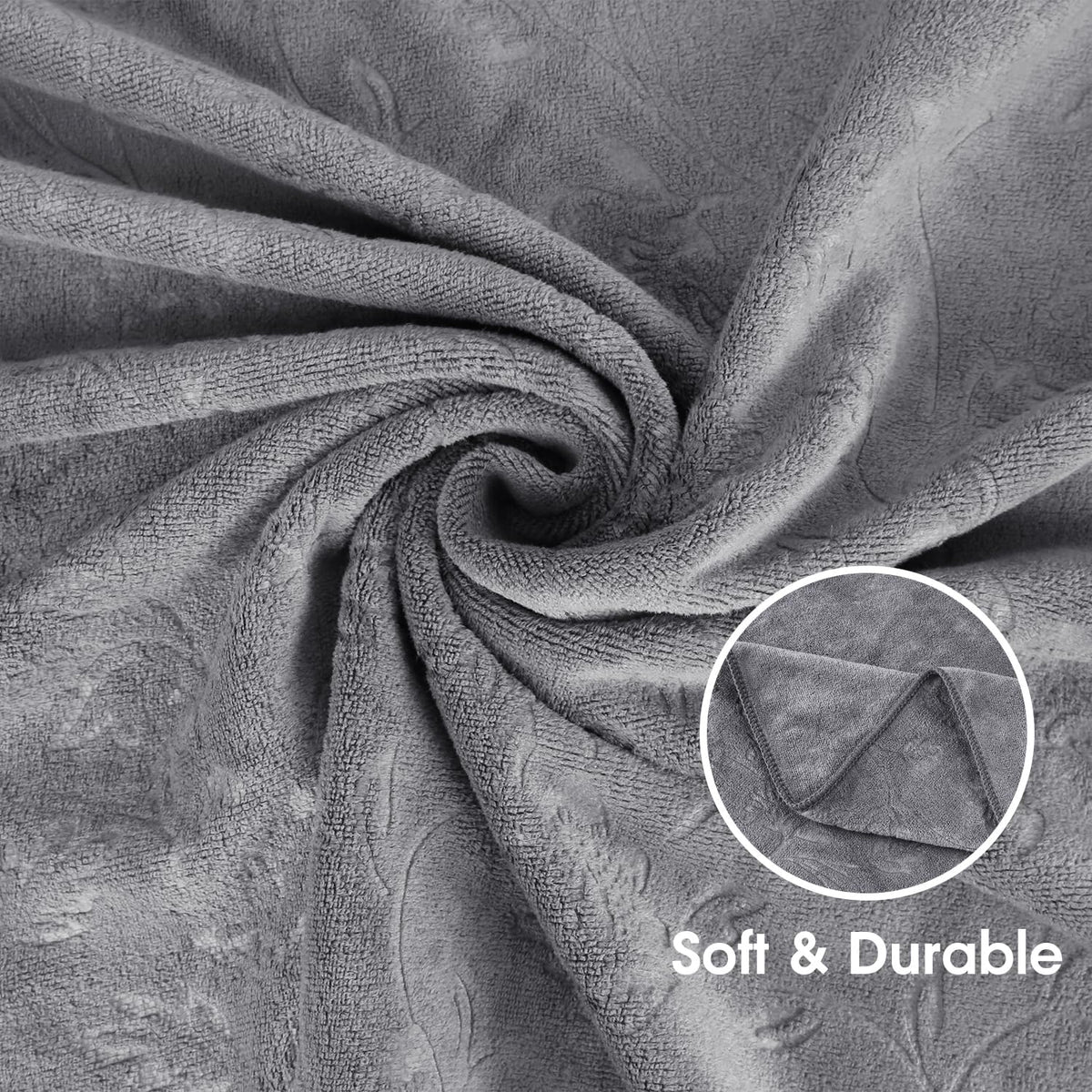 Microfiber Bath Towel (30" x 60"), Oversized Thick Towels, Soft, Super Absorbent and Fast Drying, No Fading Multipurpose Use for Sports, Travel, Fitness, Yoga, 30 in 60 in, Grey Count | Microfiber, Hanging Loop, Oversized, Soft & Absorbent, Fast