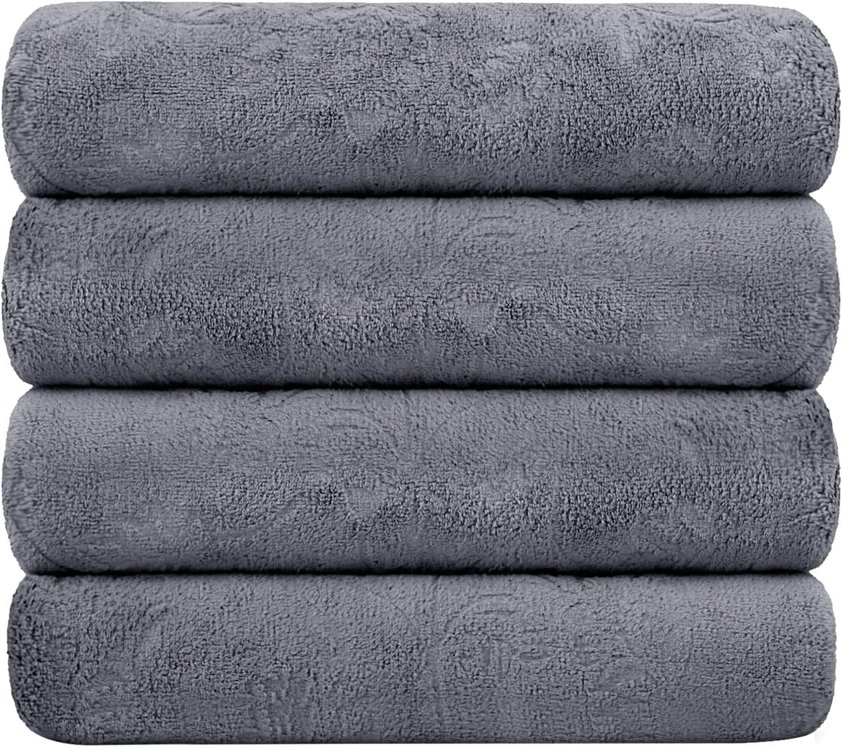 Microfiber Bath Towel (30" x 60"), Oversized Thick Towels, Soft, Super Absorbent and Fast Drying, No Fading Multipurpose Use for Sports, Travel, Fitness, Yoga, 30 in 60 in, Grey Count | Microfiber, Hanging Loop, Oversized, Soft & Absorbent, Fast