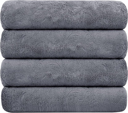 Microfiber Bath Towel (30" x 60"), Oversized Thick Towels, Soft, Super Absorbent and Fast Drying, No Fading Multipurpose Use for Sports, Travel, Fitness, Yoga, 30 in 60 in, Grey Count | Microfiber, Hanging Loop, Oversized, Soft & Absorbent, Fast