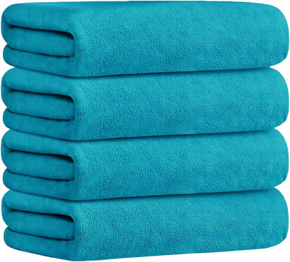Microfiber Bath Towel (30" x 60"), Oversized Thick Towels, Soft, Super Absorbent and Fast Drying, No Fading Multipurpose Use for Sports, Travel, Fitness, Yoga, 30 in 60 in, Grey Count | Microfiber, Hanging Loop, Oversized, Soft & Absorbent, Fast