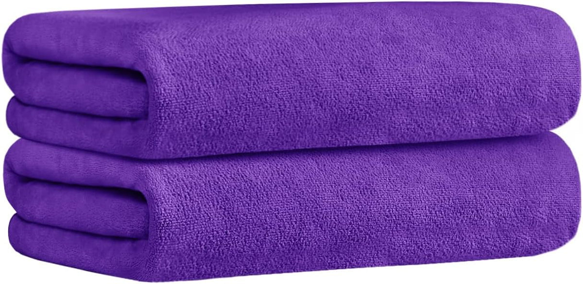 Microfiber Bath Towel (30" x 60"), Oversized Thick Towels, Soft, Super Absorbent and Fast Drying, No Fading Multipurpose Use for Sports, Travel, Fitness, Yoga, 30 in 60 in, Grey Count | Microfiber, Hanging Loop, Oversized, Soft & Absorbent, Fast