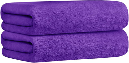 Microfiber Bath Towel (30" x 60"), Oversized Thick Towels, Soft, Super Absorbent and Fast Drying, No Fading Multipurpose Use for Sports, Travel, Fitness, Yoga, 30 in 60 in, Grey Count | Microfiber, Hanging Loop, Oversized, Soft & Absorbent, Fast