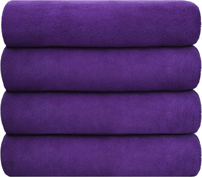 Microfiber Bath Towel (30" x 60"), Oversized Thick Towels, Soft, Super Absorbent and Fast Drying, No Fading Multipurpose Use for Sports, Travel, Fitness, Yoga, 30 in 60 in, Grey Count | Microfiber, Hanging Loop, Oversized, Soft & Absorbent, Fast